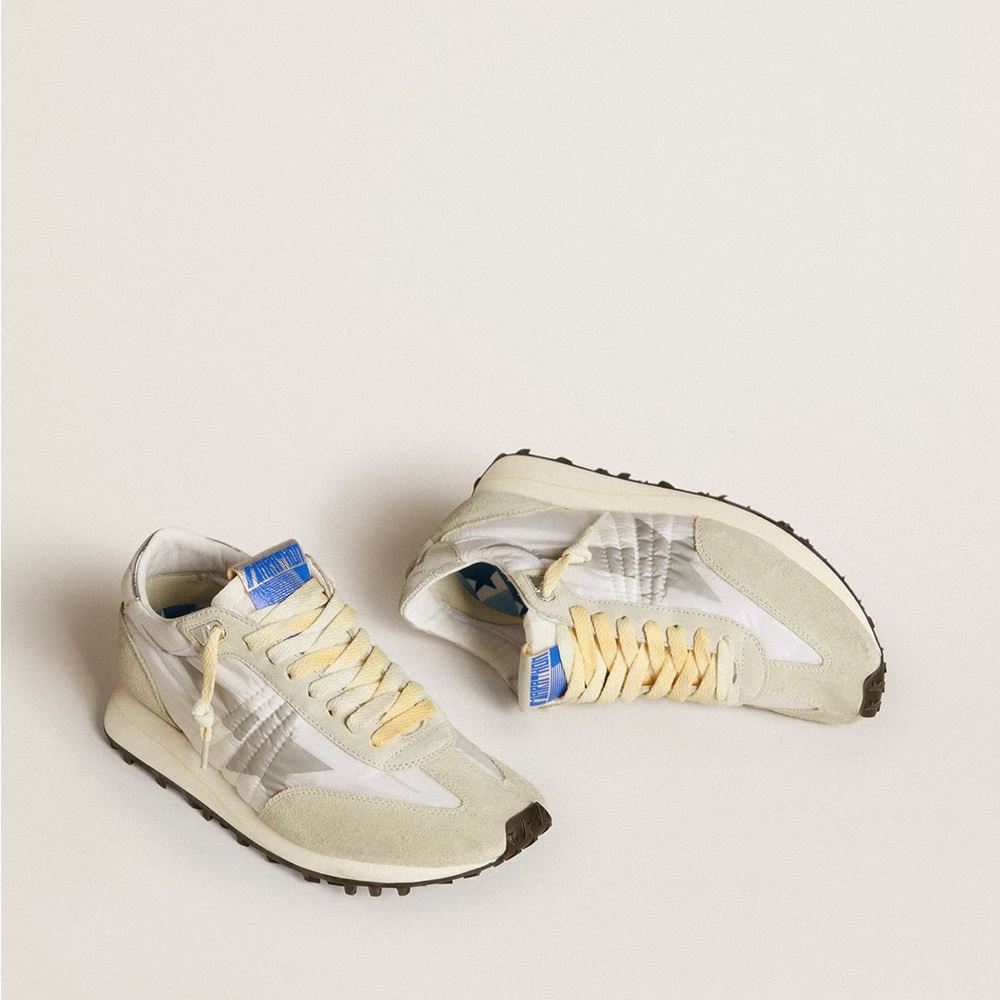 Golden Goose Marathon Sneakers – Size 39 – White Nylon / Silver Star